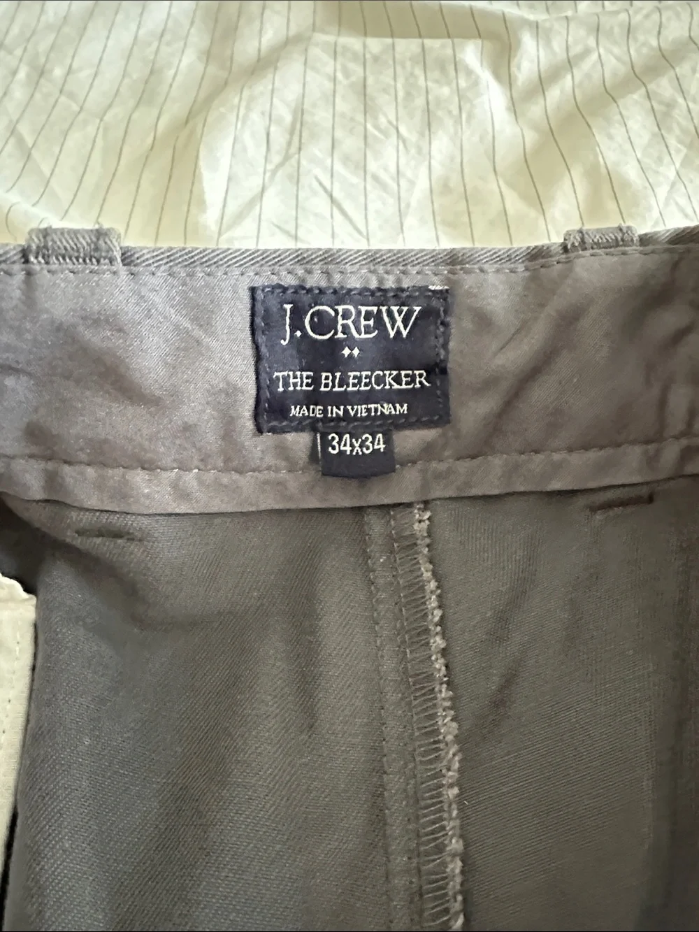 J. Crew Men's Bleecker Broken-In Chino Straight Pants 34x34 Grey